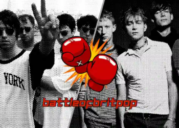 Ilustrasi Battle of Britpop antara Oasis vs Blur