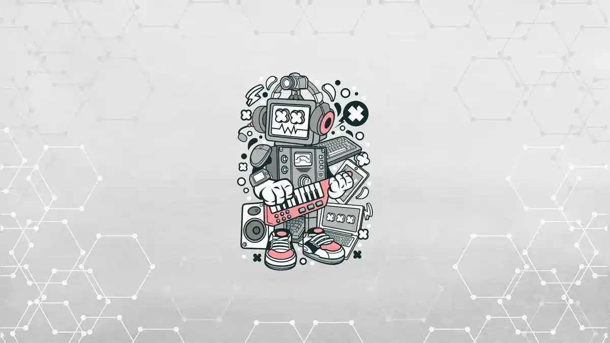 Ilustrasi robot main musik